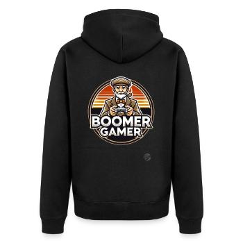 Grandpa Boomer Gamer - Unisex Premium Organic Zip Hoodie - black - Back - Nico (187cm)