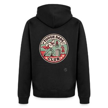 Tough Dads Club: Taking Out the Trash - Unisex Premium Organic Zip Hoodie - black - Back - Nico (187cm)