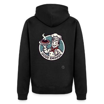 a cook, burnt food thumbs up, good enough - Unisex Premium Organic Zip Hoodie - black - Back - Nico (187cm)