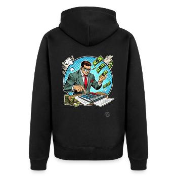 Superheld Buchhalter - Unisex Premium Bio Zip Hoodie - Schwarz - Hinten - Nico (187cm)
