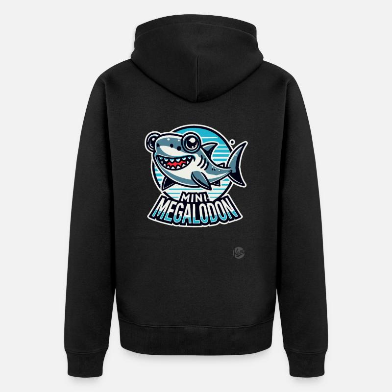 Petit requin mégalodon mignon - Veste à capuche bio Premium Unisexe - noir