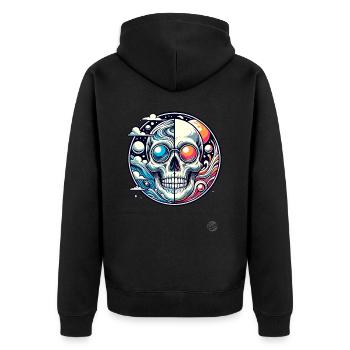 totenkopf Totenköpfe im Himmel - Unisex Premium Bio Zip Hoodie - Schwarz - Hinten - Nico (187cm)