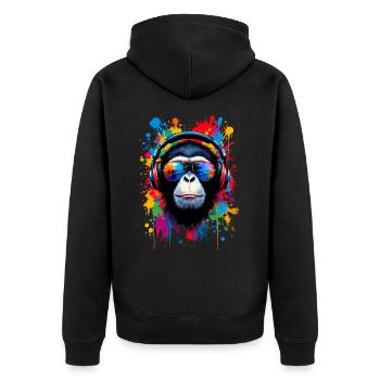 Singe, Lunettes de soleil, DJ, Disco, Disc-jockey, EDM, Soirée - Veste à capuche bio Premium Unisexe - noir - Dos - Nico (187cm)