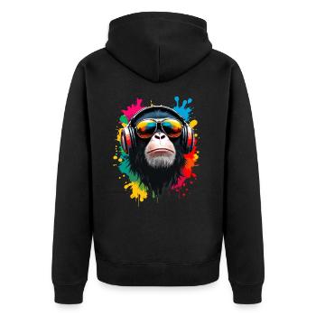 Singe, Lunettes de soleil, DJ, Disco, Disc-jockey, EDM, Soirée - Veste à capuche bio Premium Unisexe - noir - Dos - Nico (187cm)
