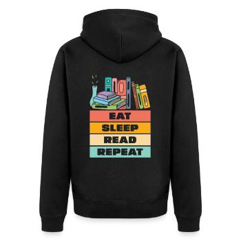 Eat Sleep Read Repeat Books for Book Lovers - Unisex Premium Organic Zip Hoodie - black - Back - Nico (187cm)