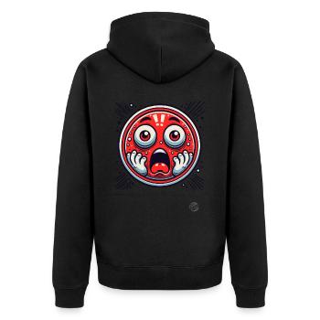 Schockierend, Oh Nein! - Unisex Premium Bio Zip Hoodie - Schwarz - Hinten - Nico (187cm)