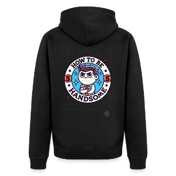 How to look good and attractive - Unisex Premium Organic Zip Hoodie - black - Back - Nico (187cm)