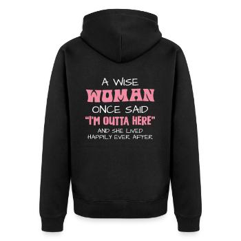 Une femme sage a dit : Je suis sortie et j’ai vécu - Veste à capuche bio Premium Unisexe - noir - Dos - Nico (187cm)