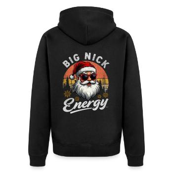Big Nick Energy Lustiger Weihnachtsmann Weihnachte - Unisex Premium Bio Zip Hoodie - Schwarz - Hinten - Nico (187cm)