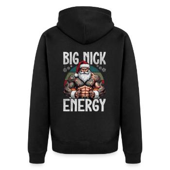 Big Nick Energy Lustiger Weihnachtsmann Weihnachte - Unisex Premium Bio Zip Hoodie - Schwarz - Hinten - Nico (187cm)