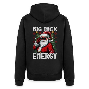 Big Nick Energy Lustiger Weihnachtsmann Weihnachte - Unisex Premium Bio Zip Hoodie - Schwarz - Hinten - Nico (187cm)