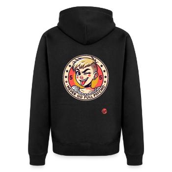 Alternatives Punk Emo Girl: gehe nie voll Psycho - Unisex Premium Bio Zip Hoodie - Schwarz - Hinten - Nico (187cm)