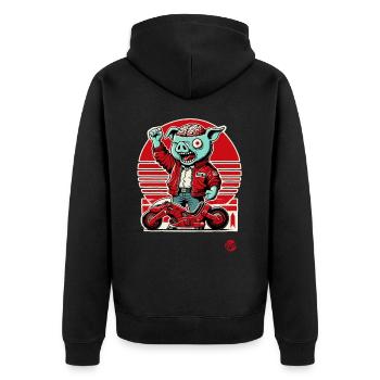 Kaneda Pigira Japanese Cyborg Pig Motorcycle - Unisex Premium Organic Zip Hoodie - black - Back - Nico (187cm)