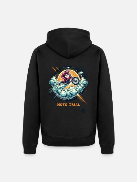 Moto-Trial im Himmel - Unisex Premium Bio Zip Hoodie - Schwarz