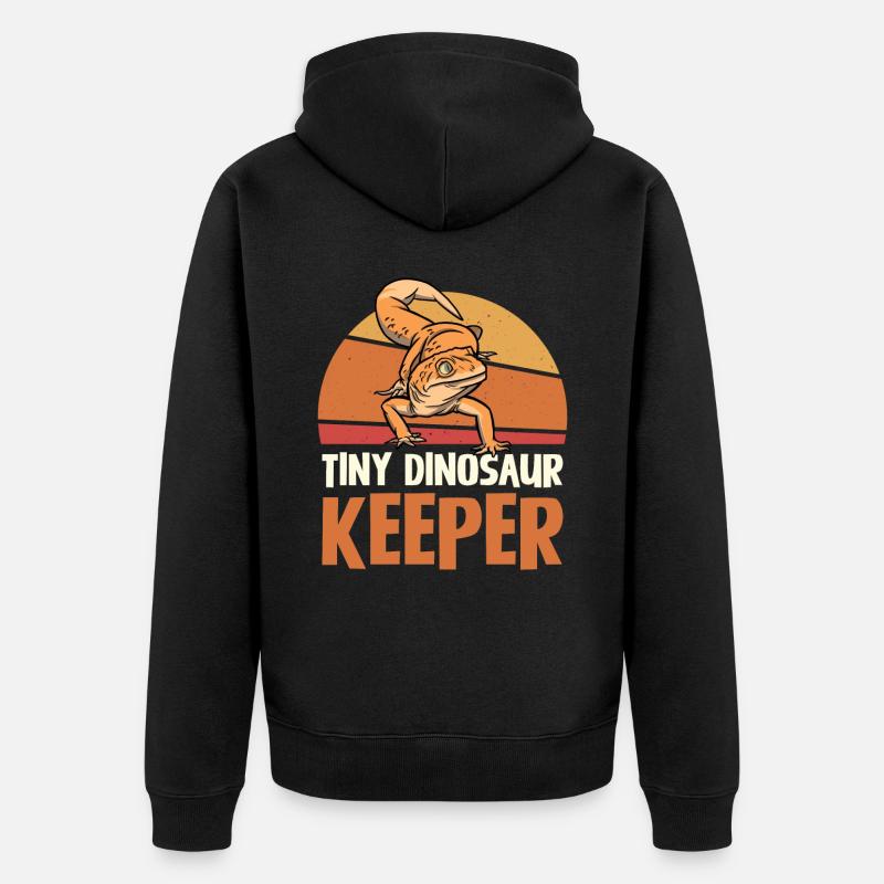 Tiny Dinosaur Keeper Retro Style - Unisex Premium Bio Zip Hoodie - Schwarz