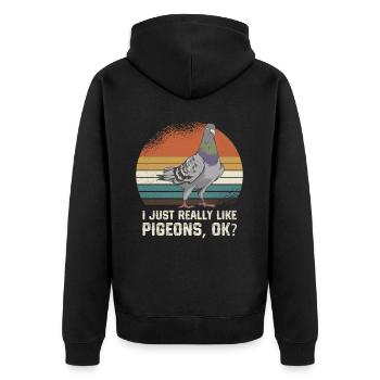 J’aime juste les pigeons, d’accord ? - Veste à capuche bio Premium Unisexe - noir - Dos - Nico (187cm)