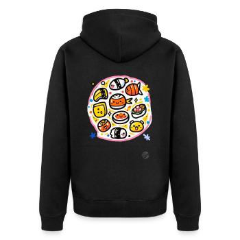 Sushi Heaven - Unisex Premium Organic Zip Hoodie - black - Back - Nico (187cm)