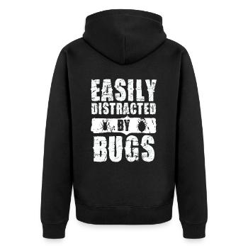 Easily distracted by insect motif - Unisex Premium Organic Zip Hoodie - black - Back - Nico (187cm)