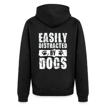 Easily distracted by dogs - Unisex Premium Organic Zip Hoodie - black - Back - Nico (187cm)