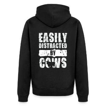 Easily distracted by cows funny cow motif - Unisex Premium Organic Zip Hoodie - black - Back - Nico (187cm)