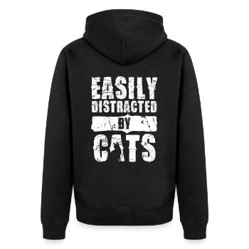 Facilement distrait par les chats - Veste à capuche bio Premium Unisexe - noir - Dos - Nico (187cm)