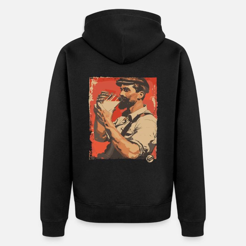 Beau laitier buvant du lait - Veste à capuche bio Premium Unisexe - noir