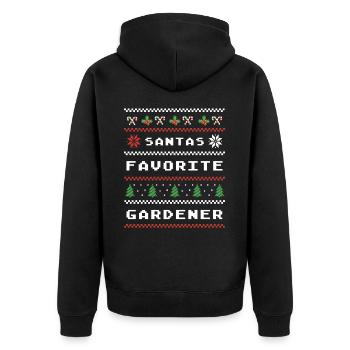 Santas Lieblingsgärtner Weihnachten Motiv - Unisex Premium Bio Zip Hoodie - Schwarz - Hinten - Nico (187cm)