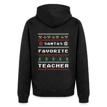Santas Lieblingslehrer Festlich Weihnachtlich - Unisex Premium Bio Zip Hoodie - Schwarz - Hinten - Nico (187cm)