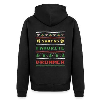Christmas Drummer Style - Unisex Premium Organic Zip Hoodie - black - Back - Nico (187cm)