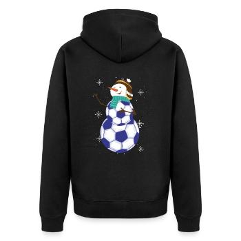 Fröhlicher Schneemann Mit Fußballkugeln - Unisex Premium Bio Zip Hoodie - Schwarz - Hinten - Nico (187cm)