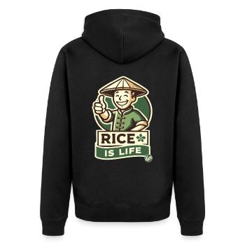 Rice farmer thumbs up - rice is life - Unisex Premium Organic Zip Hoodie - black - Back - Nico (187cm)