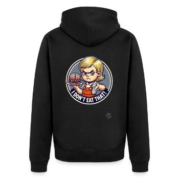 Mädchen mit Gehirn-Burger, Ich esse das nicht - Unisex Premium Bio Zip Hoodie - Schwarz - Hinten - Nico (187cm)