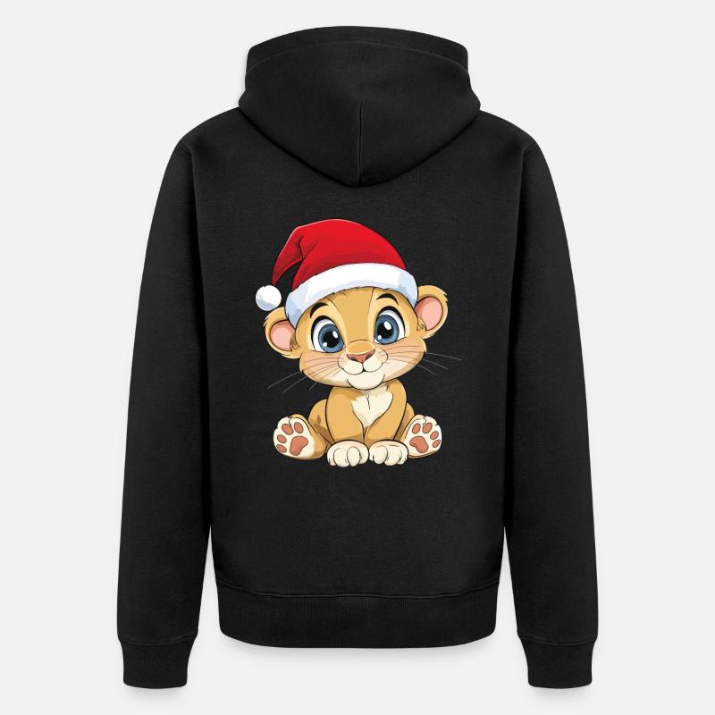 Lion Noël Mignon Noël Noël - Veste à capuche bio Premium Unisexe - noir