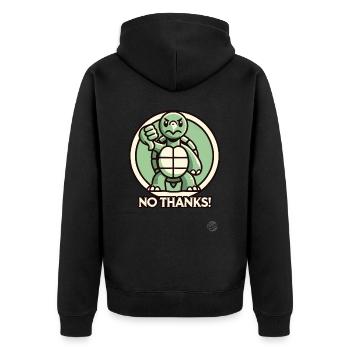 Angry turtle - thumbs down, no thanks! - Unisex Premium Organic Zip Hoodie - black - Back - Nico (187cm)