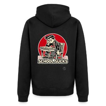 Schoolboy is bored - school is annoying - Unisex Premium Organic Zip Hoodie - black - Back - Nico (187cm)