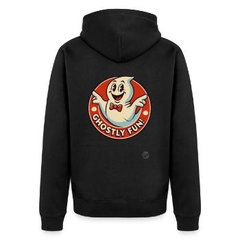 Ghost fun with this little ghost - Unisex Premium Organic Zip Hoodie - black - Back - Nico (187cm)