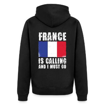 Frankreich Ruft Und Ich Muss Gehen - Unisex Premium Bio Zip Hoodie - Schwarz - Hinten - Nico (187cm)