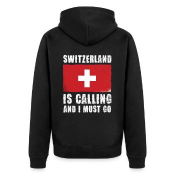 La Suisse m’appelle et je dois y aller - Veste à capuche bio Premium Unisexe - noir - Dos - Nico (187cm)