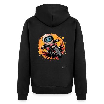 Cute motorcycle comic - Unisex Premium Organic Zip Hoodie - black - Back - Nico (187cm)