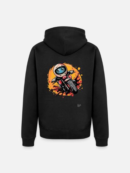 Cute motorcycle comic - Unisex Premium Organic Zip Hoodie - black