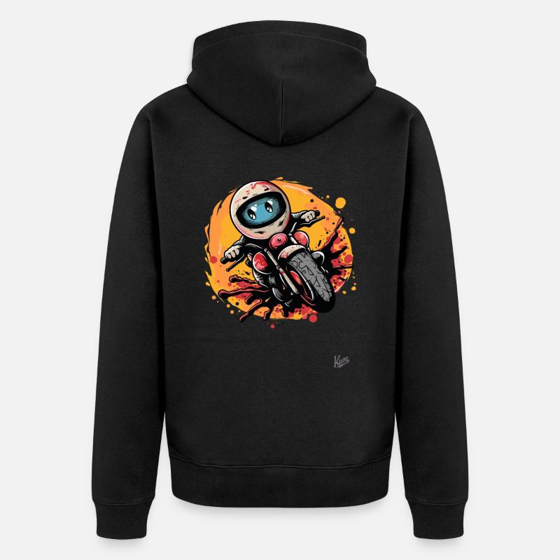 Bande dessinée de moto mignonne - Veste à capuche bio Premium Unisexe - noir