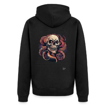 Octopus Skull Octopus - Unisex Premium Organic Zip Hoodie - black - Back - Nico (187cm)