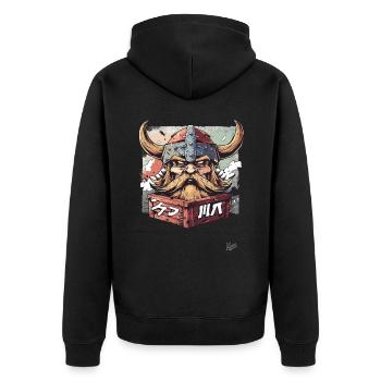 Déballage d’un guerrier viking - Veste à capuche bio Premium Unisexe - noir - Dos - Nico (187cm)