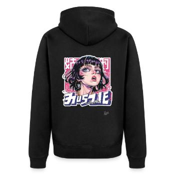 Der Hustle eines Mädchens - Unisex Premium Bio Zip Hoodie - Schwarz - Hinten - Nico (187cm)