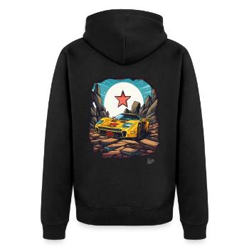 Super Traum-Sportwagen - Unisex Premium Bio Zip Hoodie - Schwarz - Hinten - Nico (187cm)