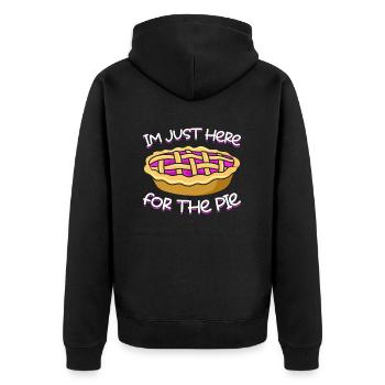Ich Bin Nur Wegen Des Kuchens Hier - Unisex Premium Bio Zip Hoodie - Schwarz - Hinten - Nico (187cm)