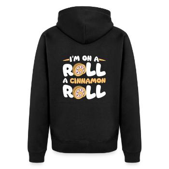Ich Bin Auf Einer Zimtrolle Für Alle Kuchen- Und - Unisex Premium Bio Zip Hoodie - Schwarz - Hinten - Nico (187cm)