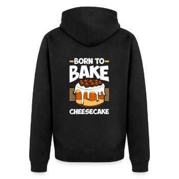 Born To Bake Cheesecake for all cake and - Unisex Premium Organic Zip Hoodie - black - Back - Nico (187cm)