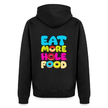 Eat More Hole Food - Unisex Premium Organic Zip Hoodie - black - Back - Nico (187cm)