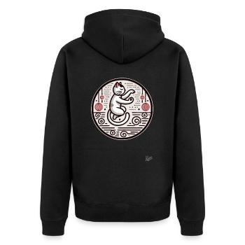 Tai Chi Meditation Cat - Unisex Premium Organic Zip Hoodie - black - Back - Nico (187cm)
